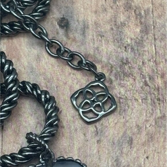 Kendra Scott Rare Slate Cats Eyes Gunmetal Corla Necklace Long Chain 30"  MINT - Picture 14 of 14